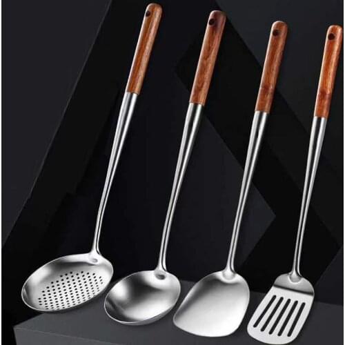 Long Handle Stainless Steel Kitchen Accessories Spatula Slotted Turner Rice Spoon Ladle Cooking Tools Utensil Set utensilio