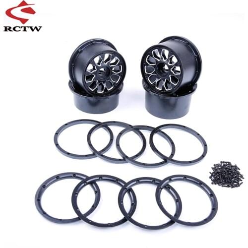 Metal Wheel Hubs with Beadlocks Ring Set for 1/5 Hpi Rofun Rovan Km Mcd Baja 5B SS 5T Truck Rc Car Toys Parts