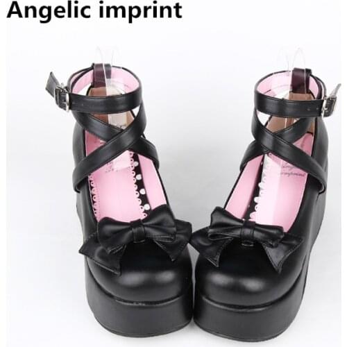 Angelic imprint new woman mori girl lolita cosplay shoes lady high wedges heels pumps women princess dress party shoes 33-47 7cm