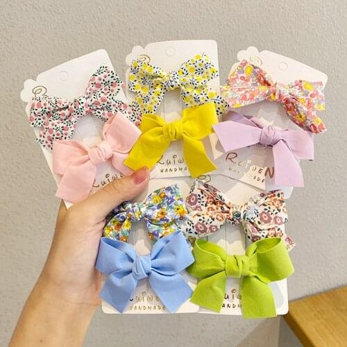 Bulk 36pc/lot New 3.8inch Floral Prints Hair bows with Clips,Cotton Hair Bow Hairpins Hairbow For Children Girls Kid Headwear