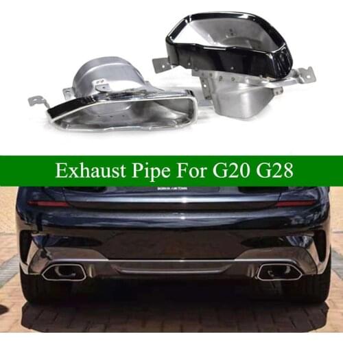 Pair G20 Exhaust Tail Pipe For BMW 3 Series G28 325 328 304 Stainless Steel Rear Muffler Tips Silver Black 2019-2020