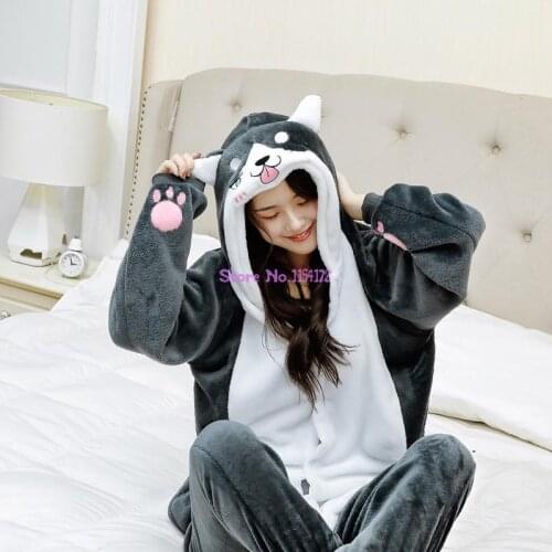 Dog kigurumi Oneise Pajamas Husky Onesies Adults Women Men Animal Corgi Pajama Cartoon Cosplay Warm Winter Homewear Jumpsuit