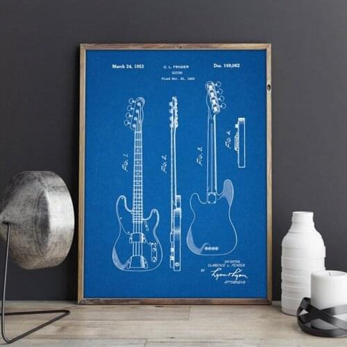 Precision Bass Patent,Fender Guitar,wall poster,room decor,vintage print,blueprint,Musician gift idea, music Decorations
