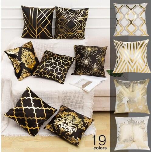 Luxury European Bronzing Cushion Cover Pillow Cover Waist Pillow Case Modern Geometry Home Decor Sofa Chair Throw Pillowcase
