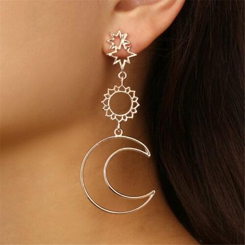 LIMARIO Bohemian Rosegold Moon Sun Drop Earring Long Pericing Dangle Earrings for Womens Fashion Jewelry Accessories