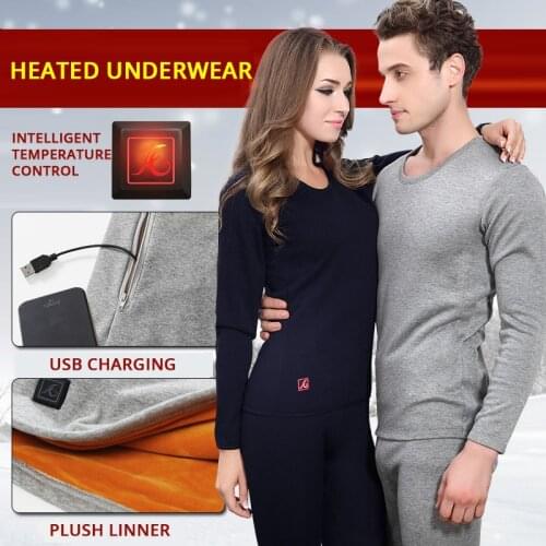 Sport Winter Heated Jacket Ciclismo Cycling Men Compression Underwear Heating Jacket Electric USB Heating Thermal Underwear Set