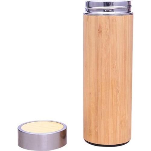 Thermos Stainless Steel Water Bottle Bamboo Shell Hot Water Tea Infuser Thermos Travel Mug Bottle Insulated Cup