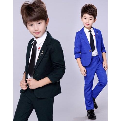 Boys Formal Suits For Weddings Kids Prom Performance Party Blazer +Pants 2Pcs Tuxedo Clothing Set Child Gentleman Costume