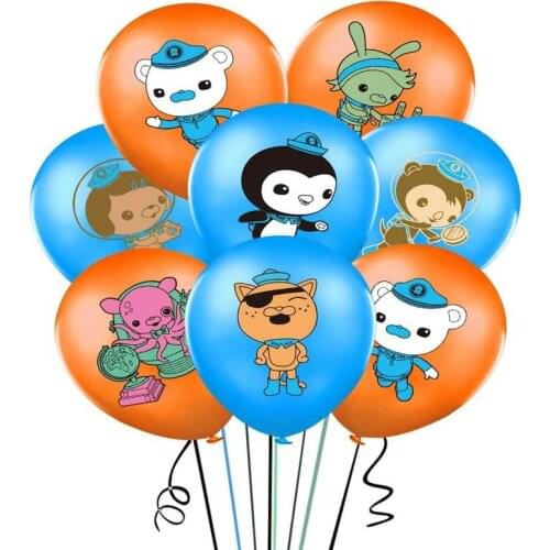 12pcs/lot The Octonauts Balloons 12inch Polar Bear Cat Penguin Latex Ballon Cartoon Sea Animal Air Balls Birthday Party Supplies