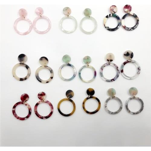 2019 New Leopard Acetate Earrings Personality Atmosphere Exaggerated Edition Geometric Round Pink Acrylic Earrings For women