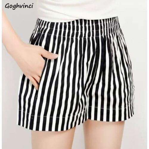 Shorts Women New Elastic Waist Striped Stitching Summer Black Red Joggers Leisure Students Plus Size 4XL Womens Fashion Pockets