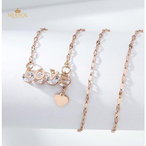 Rose Gold Necklace Women Charming Quality Girls Chain Couple Birthday Clothes Pretty Pendant Stainless Steel Confession Jewelry