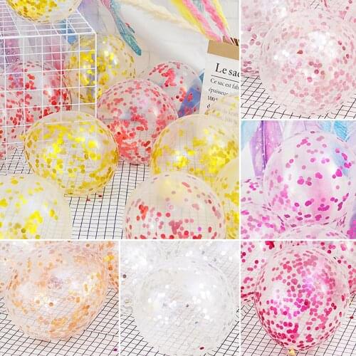 12 Inch Transparent Balloon Rose Gold Confetti Sequins Latex Balloons Banquet Decoration Birthday Party Wedding Festival Decor