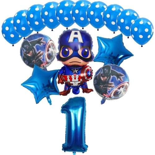 16pcs Captain American Hero Foil Balloons 1 2 3 4 5 6th Super Birthday Party Decoration 30inch Red Blue Number Balloon Kids Toys