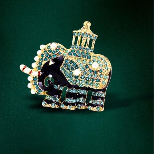 2021 Fashion Costume Jewelry New Cute Enamel Pin Metal Crystal Elephant Brooch Broche Vintage Animal Brooches For Women Men