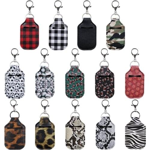 30ML Leather Alloy Hand Sanitizer Bottle Cover Outdoor Travel Portable Perfume Bottle Cover Lipstick Cover With Keychain Carrier