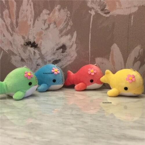 4Colors , 9CM Dolphin Keyring DOLL TOY ; Plush Stuffed Ocean Animal TOY DOLL