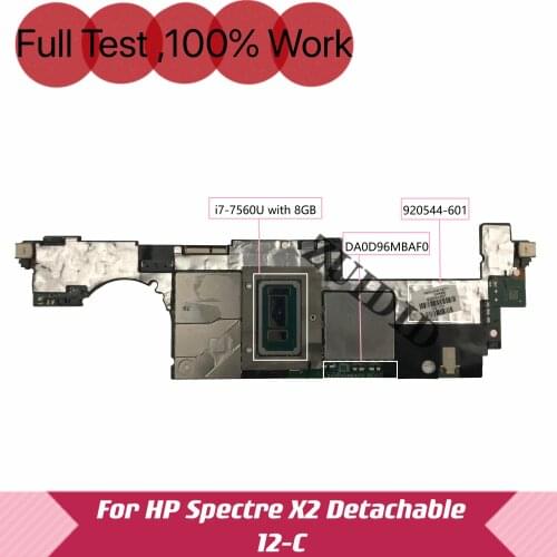 920544-601 Für HP Spectre x2 Detachable 12-C 12-C 12-C012DX Laptop Motherboard 920544-501 DA0D96MBAF0 i7-7560U CPU 8GB RAM