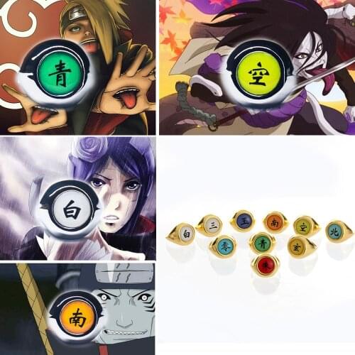 Anime Figures Naruto Shippuden Cosplay Ring Silver Gold Toys Model Action Figma Xmas Gift Uzumaki Sasuke Itachi Uzumaki Doll