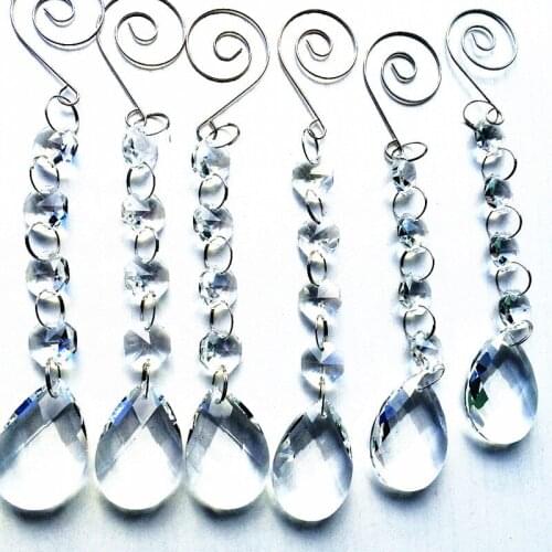 Free Shipping 20pcs 15cm Clear Crystal Octagon Beads With Glass Pendants garland strands For Crystal Chandelier pendants