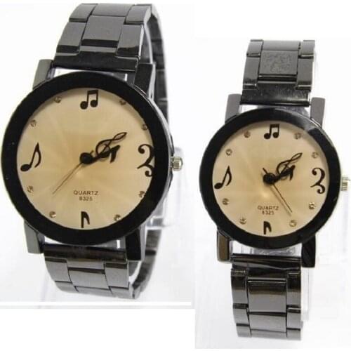 Music Notes Watch crystal full Stainless wristwatch men women retro style metallic lovers new fashion