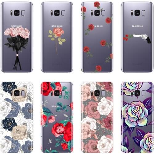 Phone Case For Samsung Galaxy Note 9 8 5 4 Rose Flower Soft Silicone Back Cover For Samsung Galaxy S5 S6 S7 Edge S8 S9 Plus Case