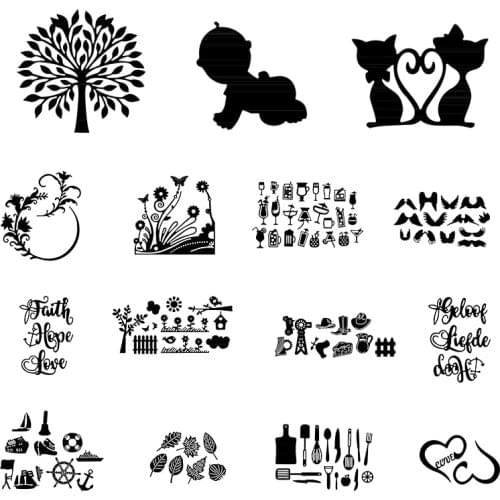 Baby Tree Love Cat Juice Kitchenware Valentines Day Cutting Dies Scrapbooking DIY Card Album Photo Making Embossing Stencil