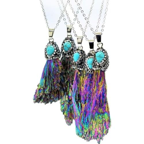 Textured Natural Geometric Irregular Stone Necklace Inlay Rhinestone Natural Crystal Semi Gem Choker for Unisex Daily Necklace