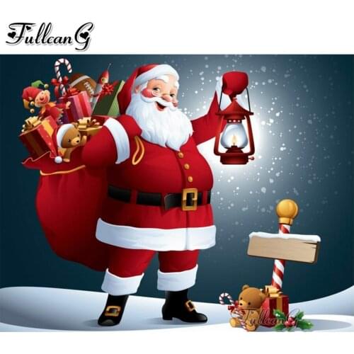FULLCANG 5d diamond painting Santa Claus full rhinestone embroidery mosaic cross stitch christmas child gift wall arts FG0328
