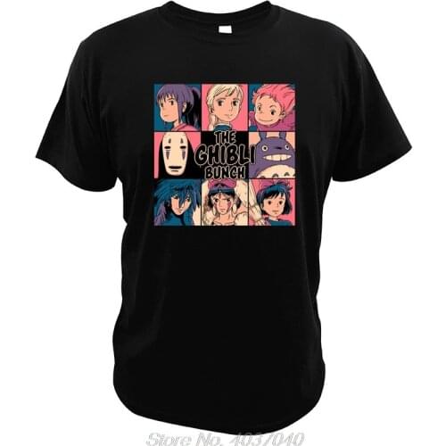 Spirited Away T Shirt Totoro EU Size No Face Princess Mononoke Kikis Delivery Service Tops Howls Moving Castle Tshirt
