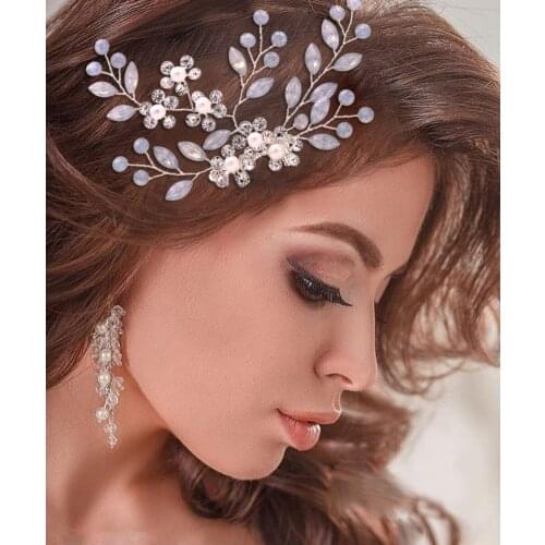HP293 European Wedding Bridal Headwear Bridesmaid Hair Accessories Women Party Prom Dresses Hair Ornaments with Comb Girl Tiara