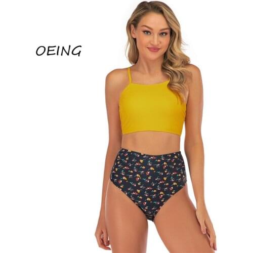 Bikini Set Women Cute Swimsuit Women Print 2 Piece Set Women 2021 Sexy Pink Bathing Suits