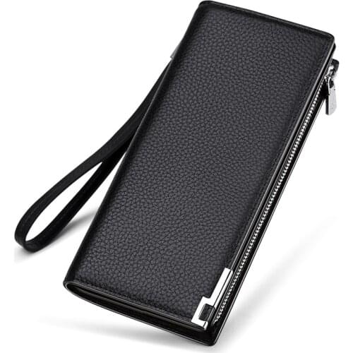 Leather Mens business handbag Long Fashion Wallet Zipper multi card holder high-end brand wallet mobile phone bag