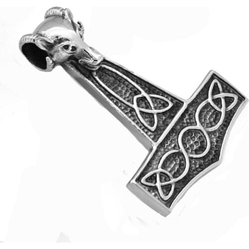 FANSSTEEL Stainless Steel Jewelry wolf head thors hammer Pendant Pendant FSP16W96