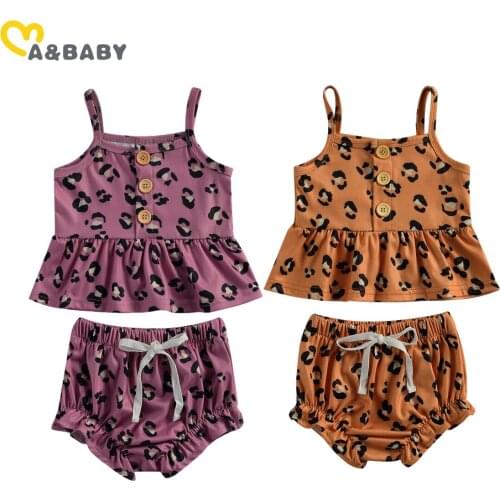Ma&Baby 0-24M Summer Leopard Newborn Infant Baby Girl Clothes Set Vest Top Ruffles Shorts Outfits Costumes Clothing