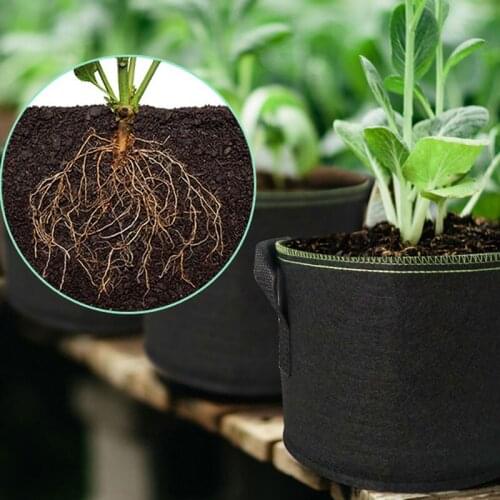 Garden Planting Grow Bag with Handle Vegetable Potato Felt Growing Box Round Pot Eco Friendly Beauty Pot Planters Supplies