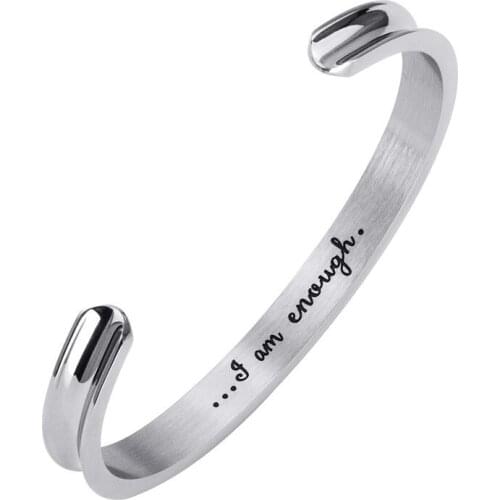 Fashion Stainless Steel Bracelet Bangles for Women I am enough Bracelet Friendship Cuff Bracelets Inspirational Jewelry pulseras