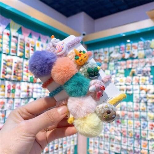 Cartoon Plush Elastic Hair Bands Girls Hair Accessories Lovely Kids Birthday Party Hair Trim Tools Princess Cute Headdress