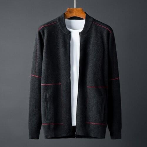 2021 Spring Zipper Male Sweaters Luxury Stand Collar Solid Collar Casual Mens Sweaters Fashion Loose Knitting Man Sweaters 4XL