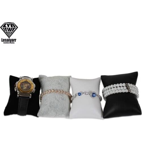 Black/Grey Velvet Bracelet Pillow Display Holder Watch Packaging Organizer Wholesale Bangle Soft Cushion Collection Storage Case