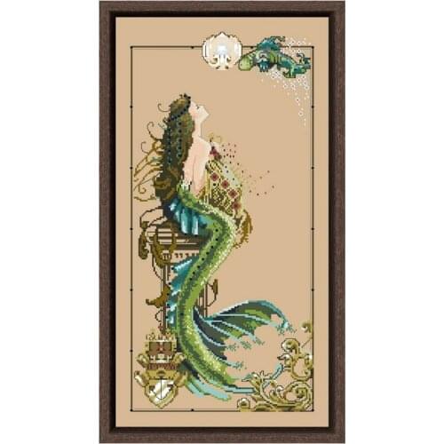 Mermaid of Atlantis cross stitch kit aida fabric 18ct 14ct 11ct flaxen linen cotton silk thread beads embroidery craft set