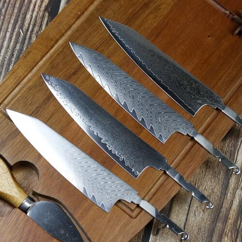 Sharp DIY chef fruit utility knife blank VG10 Damascus steel blade material semi-finished knife embryo Japanese style