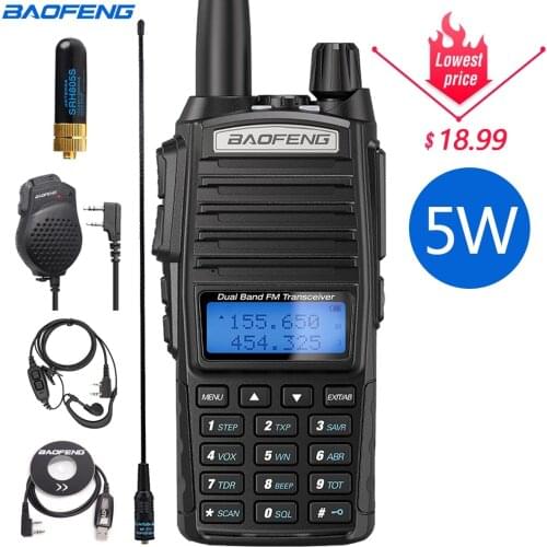 Original 5W BaoFeng UV-82 Walkie Talkie Dual Band VHF UHF 136-174MHZ 400-520MHZ Dual PPT Ham Radio Baofeng UV-5R Walkie Talkie