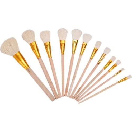 PPYY-12 Pcs Cleaning Wooden Brushes Shaper Artist Paint for DIY Craft Pottery Tool Clay Sculpture Ceramic Painting Tools