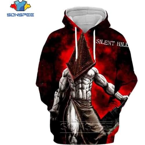 SONSPEE Movie Silent Hill Pullover Unisex Pyramid Men Game Sweatshirt Horror Red hoodies Harajuku Casual Hip-Hop hooded Clothing