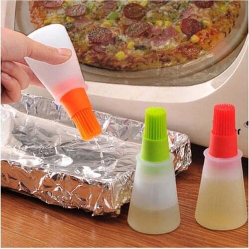 Silicone Kitchen Tool Brushes Bottle Baking Basting BBQ Pancake Oil Honey Cleaning Tools Silicone Oil Bottle Brush Random Color