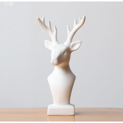 Modern Home decoration accessories Deer head Ceramic Crafts animal figurines Creative home decorations statues and sculptures