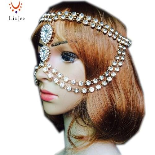 Diamante Kundan Matha Patti Wedding Bridal Goddess Bohemian Boho Head Chain Hair Jewelry Head Piece Bollywood Wedding
