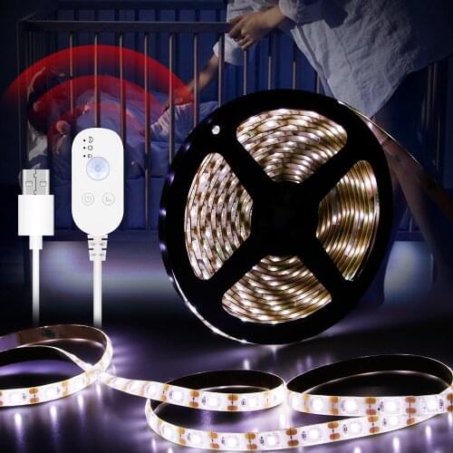 PIR Led Strip Lamp Under Cabinet Light 5V Usb Light Motion Sensor Bedroom Closet Stairs Wardrobe Bar Night Lighting 2835 SMD