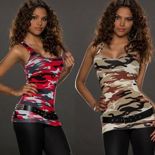 Sleeveless Top Women Fashion Summer Camouflage Cotton T-Shirt Vest Casual Tank Tops Plus Size 4XL